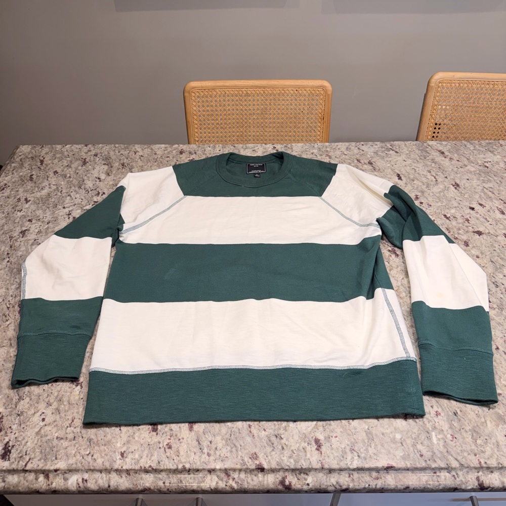 Todd Snyder Forest Green and Cream Raglan Shirt